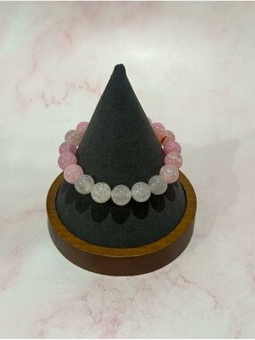 Pink Dragon Agate Beaded Stretch Bracelet